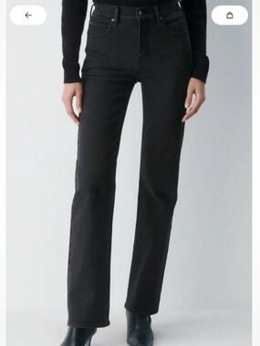 Aritzia Denim Forum Black 90s Snatched Mid-Rise Straight-Leg Jeans